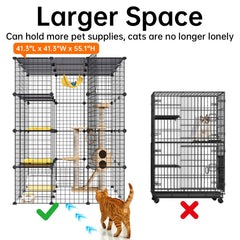 Oneluck four tier cat enclosure close up with platforms for climbing
