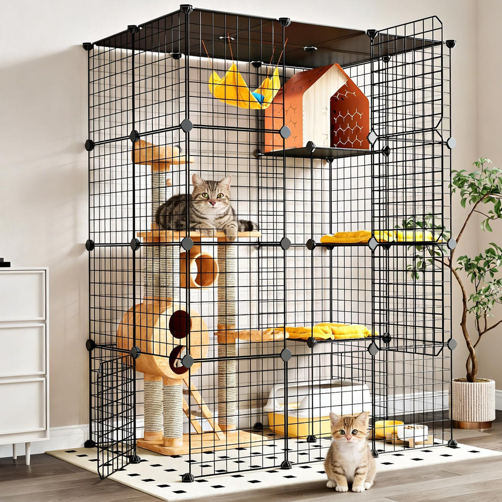 Oneluck extra-large cage front view highlights spacious entry for 1-3 cats