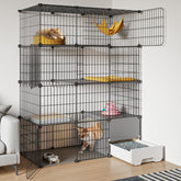 Oneluck large cat cage with litter box and drawer for easy cleaning.