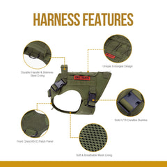 OneTigris dog harness MOLLE system with attachable pouches for adventures.