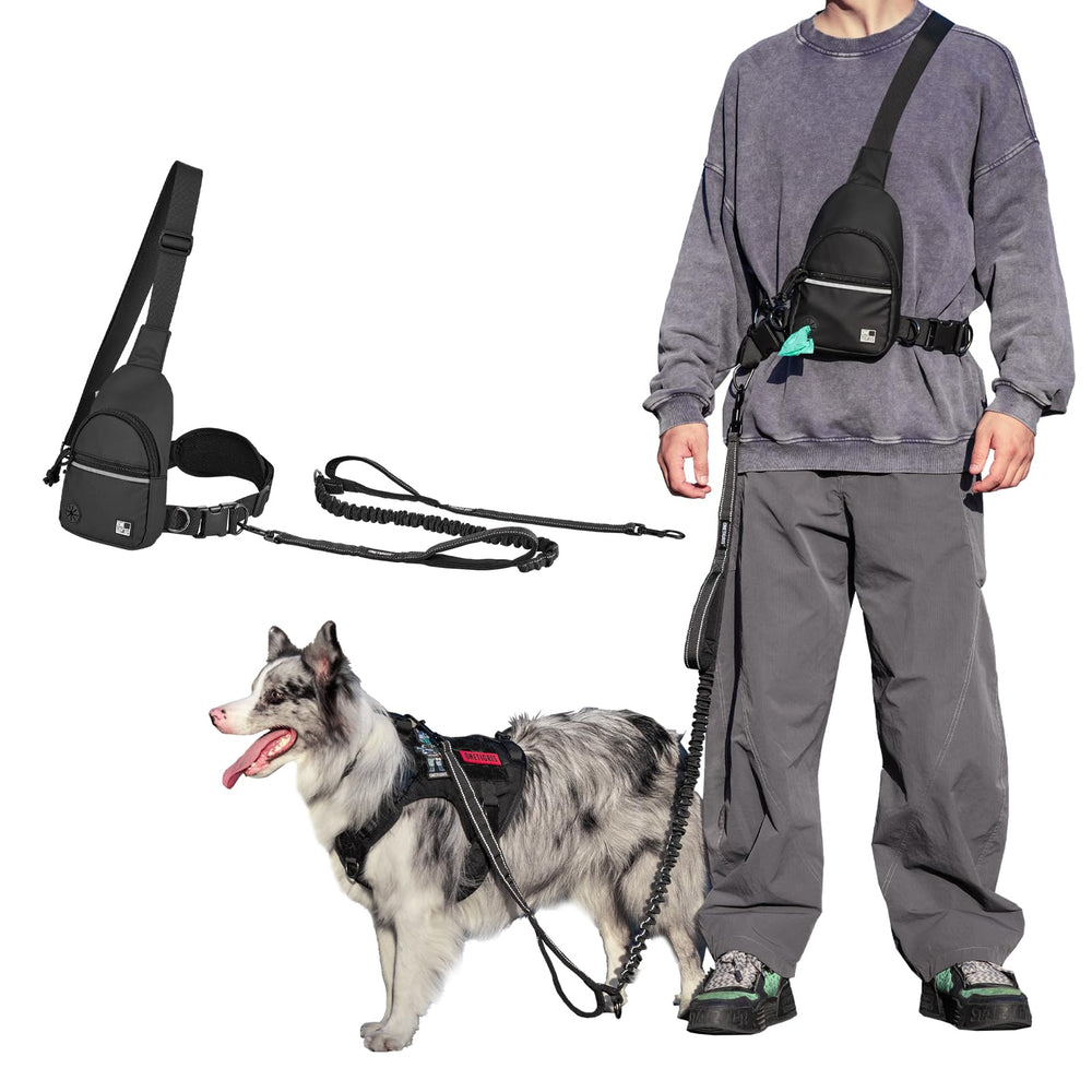 ONETIGRIS hands-free leash belt enables relaxed strolls with hands free control.