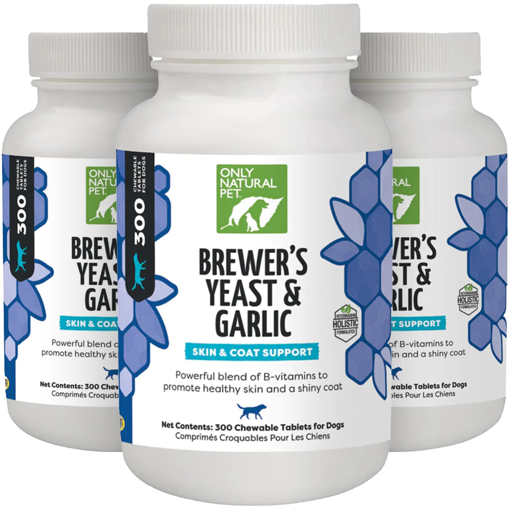 Only Natural Pet Brewer's Yeast & Garlic chewables bottle front β easy flea prevention