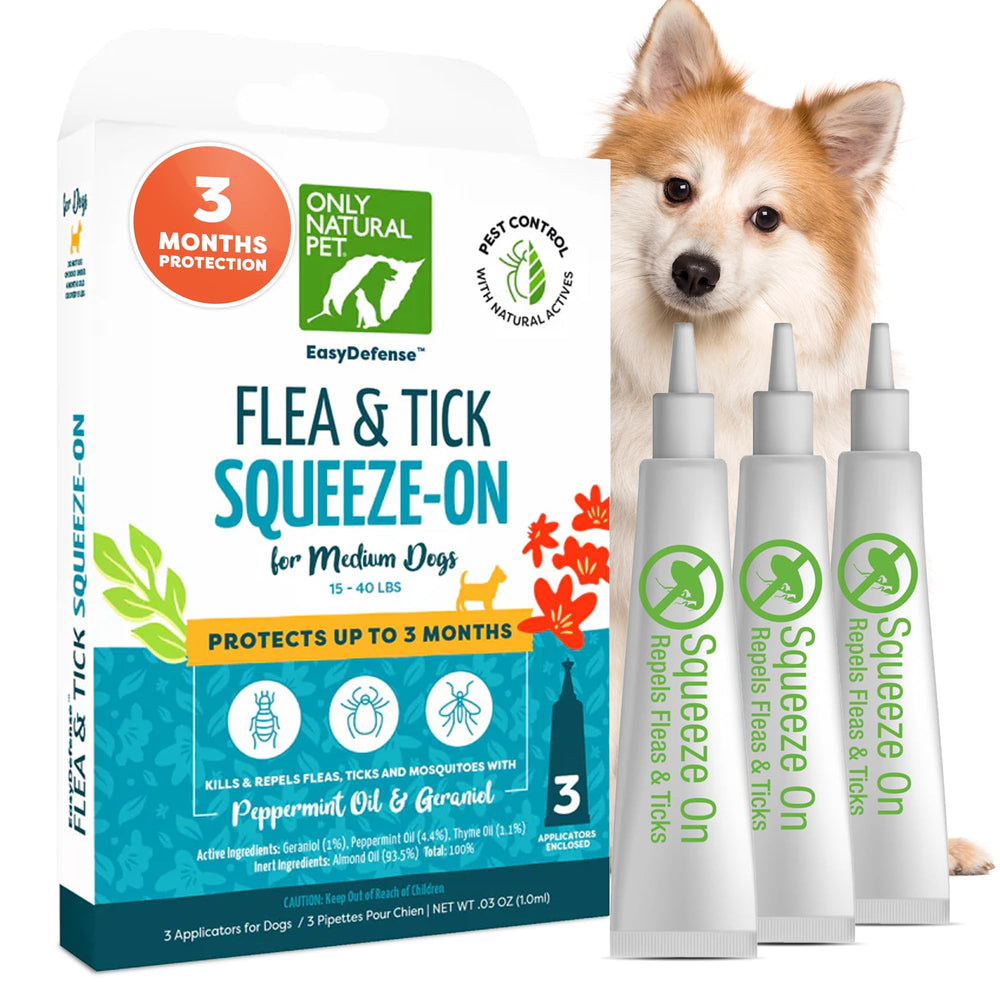 Only Natural Pet EasyDefense drops applicator ready for monthly flea protection.