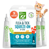Only Natural Pet EasyDefense drops applied between the shoulders for monthly flea and tick protection.