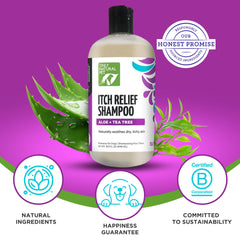 Only Natural Pet Itch Relief Shampoo rich lather cleanses dry skin gently
