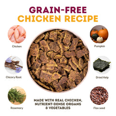 Close-up of MaxMeat air-dried dog food chicken slices showing texture and quality.