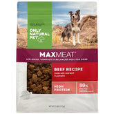 Only Natural Pet MaxMeat beef, pumpkin and parsley in a bowl for a nutrient-dense meal.
