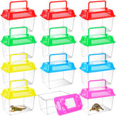ONLYFU 12pcs plastic reptile breeding boxes with lid for safe transport and observation.