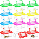 ONLYFU 12Pcs plastic reptile terrarium with transparent lid for easy viewing