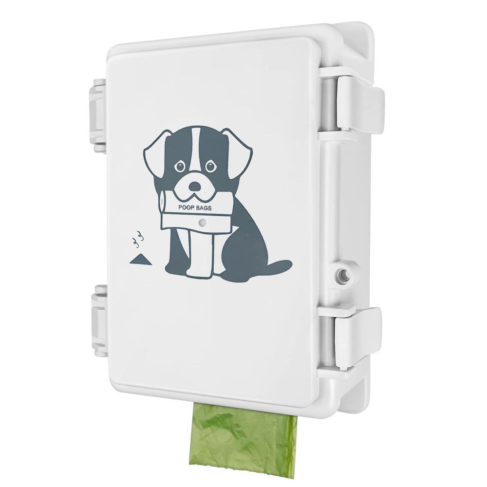 Onybte dog poop bag dispenser wall mount in white for easy outdoor storage.