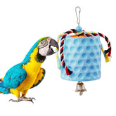 Oooct circular calcium stone chewing toy in cage for beak maintenance