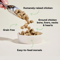 Open Farm 95% meat, organs and bone morsels for protein-rich meals.