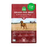 Open Farm Ancient Grains dry dog food bag close-up highlighting protein-rich formula.
