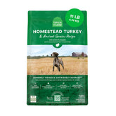 Open Farm Ancient Grains Turkey dry dog food in 11lb bag designed for protein-rich meals.