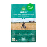 Open Farm Ancient Grains puppy dry food bag showing protein-rich recipe for growing puppies