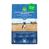 Open Farm Ancient Grains Whitefish bag shows protein‑rich formula and traceable ingredients.