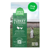Open Farm grain-free dry cat food bag front highlighting grain-free formula for sensitive digestion