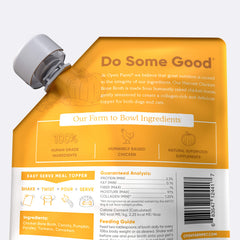 Open Farm Bone Broth enhancing a dog meal with savory aroma.