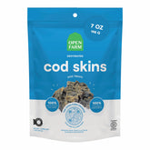 Open Farm cod skins bag, crisp crunch ideal for rewards.
