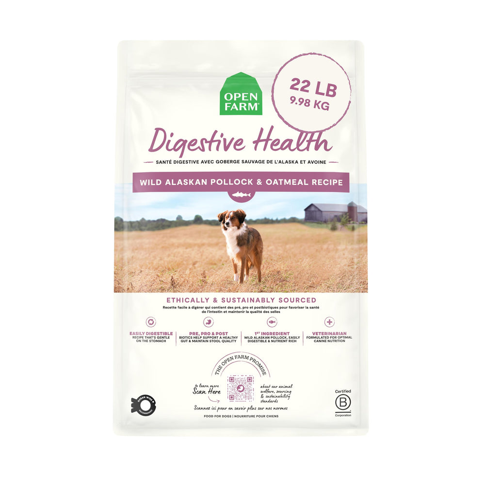 Open Farm Digestive Health dog food bag front for sensitive stomachs