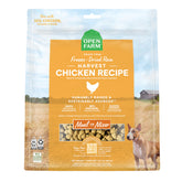 Open Farm freeze-dried chicken morsels in bag for ready-to-serve meals.