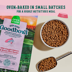 Open Farm Goodbowl small-batch-oven-baked kibble emphasizing digestibility.