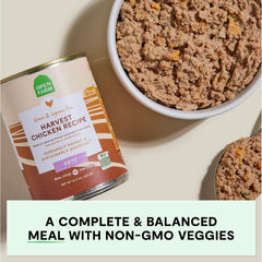 Non-GMO vegetables like sweet potatoes, carrots and spinach are included for balanced nutrition.