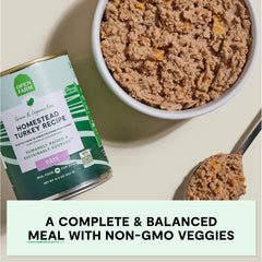 Open Farm Homestead Turkey Pate ingredients feature turkey and vegetables, grain-free formula