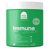 Open Farm Immune Chews bottle label showing plant-based immune support for dogs