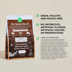 Open Farm pasture-raised lamb kibble closeup—protein-packed bites for healthy energy.