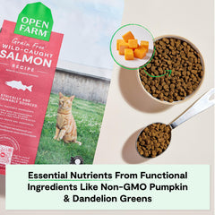 Open Farm prebiotic fibers in kibble support digestion for cats