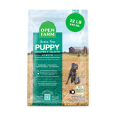 Open Farm grain-free puppy kibble bag highlighting protein-dense nutrition for growing puppies