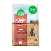 Open Farm salmon puppy kibble bowl—protein-packed for growing puppies.