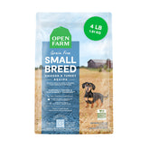 Open Farm small-breed grain-free dry dog food bag with high-protein kibble.