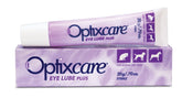OptixCare Eye Lube Plus 20g bottle ready for use, showing packaging and product focus