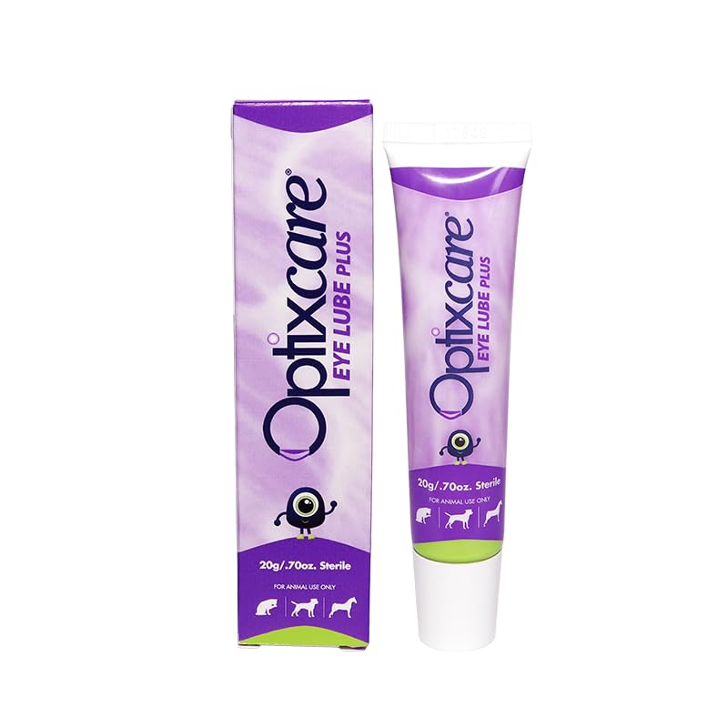 OptixCare Eye Lube Plus 20g tube for pets keeps eyes moisturized and comfortable.