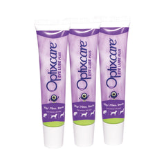 OptixCare Eye Lube Plus Hyaluron 20g tube with dropper tip for pets, easy application