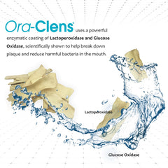 Close-up of enzyme coating on Ora-Clens chews