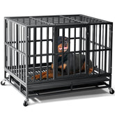 Oranland 38-inch heavy-duty crate, left-side view, durable design for large dogs.