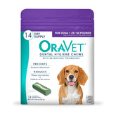 OraVet dental chews in purple pouch front view for daily dog dental care.