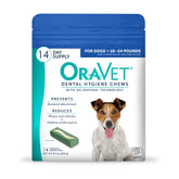 OraVet Dental Hygiene Chews small-dog pack front view supports plaque control.