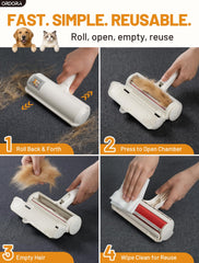 ORDORA pet hair remover on car seat reduces fuzz for cleaner drives.