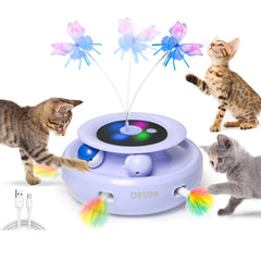 ORSDA cat toy Ambush Feather spinning action engages hunting instincts during play.