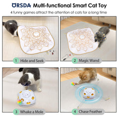 ORSDA chase feather wand engages feline prey drive for interactive play sessions.