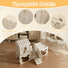Orekemo Large Rabbit House multilevel design with stairs boosts activity.