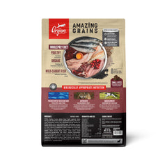 ORIJEN Amazing Grains Small Breed kibble close-up highlighting small bite pieces