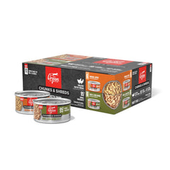 ORIJEN Duck & Liver Entrée cans showing meaty flavor and moisture.