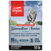 ORIJEN Guardian Senior bag front shows grain-free formula for aging cats.