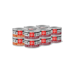 ORIJEN Tuna Salmon Beef Entrée can close-up highlighting rich animal proteins.