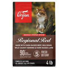 ORIJEN Regional Red dry cat food bag front view, protein-rich ingredients.